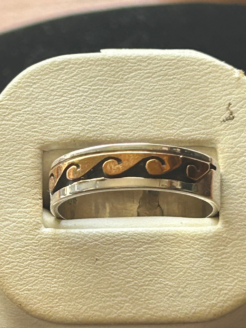 Native American Sterling Silver Ring with Gold Filled Accents  size 10 1/2 US